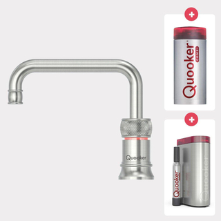 Quooker NL Classic Nordic square kokendwaterkraan opbouw uitloop draaibaar met Combi reservoir & Cube reservoir RVS