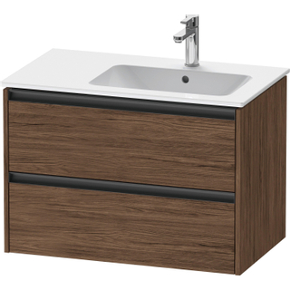 Duravit Ketho 2 wastafelonderbouwkast met 2 laden voor waskom rechts 81x48x54.9cm met grepen antraciet donker noten mat