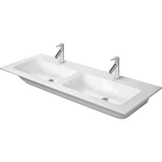 Duravit Me by starck dubbele wastafel 130x49cm 2 kraangaten met overloop wit