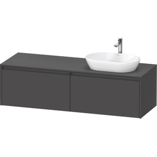 Duravit Ketho 2 wastafelonderbouwkast incl. consoleplaat met 2 laden voor waskom rechts 160x55x45.9cm met handgrepen antraciet grafiet mat