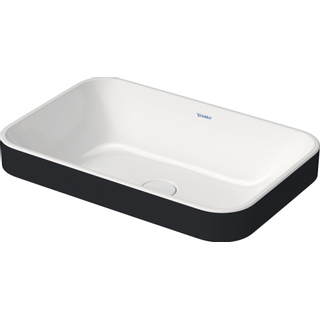 Duravit HappyD 2 Plus waskom rechthoekig zonder kraangat zonder overloop 60x40cm met keramische afdekkap wit/mat antraciet