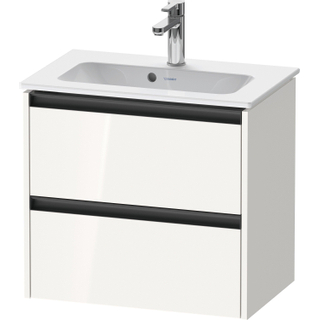 Duravit Ketho 2 wastafelonderbouwkast met 2 laden 61x39x54.9cm met grepen antraciet hoogglans wit