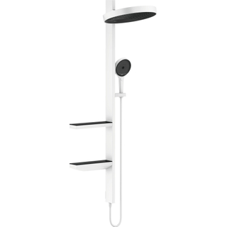 Hansgrohe Rainfinity PowderRain 360 1jet showerpipe: zonder douchethermostaat met hoofd- en handdouche, doucheslang + planchetten mat wit