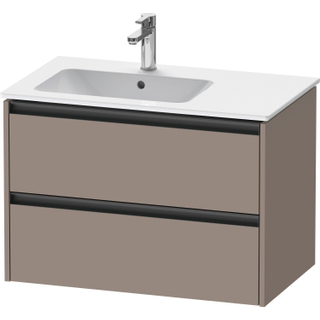 Duravit Ketho 2 wastafelonderbouwkast met 2 laden voor waskom links 81x48x54.9cm met grepen antraciet basalt mat