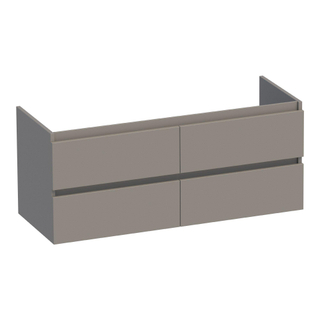 Saniclass Solution wastafelonderkast 120x46x50cm 4 softclose greeploze lades met 2 sifonuitsparingen MDF mat Taupe TWEEDEKANS