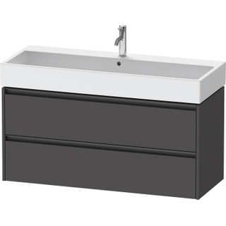 Duravit Ketho 2 wastafelonderbouwkast met 2 laden voor enkele wastafel 118.4x46x54.9cm met grepen antraciet grafiet mat