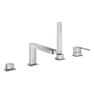 GROHE Plus afbouwdeel 4-gats badrandcombinatie m. omstel incl. baduitloop, handdouche en doucheslang 200cm supersteel