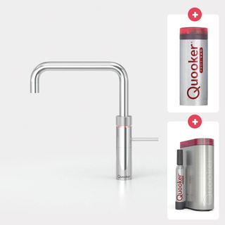 Quooker NL Fusion square kokendwaterkraan opbouw uitloop draaibaar met Pro3 reservoir & Cube reservoir Chroom