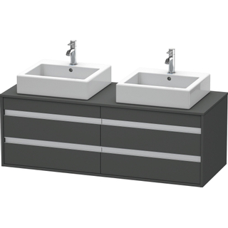 Duravit Ketho Wastafelonderkast 140x55.1x49.6cm Standaard greep wasbak links en rechts met softclose spaanplaat Grafiet Mat