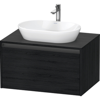 Duravit Ketho 2 wastafelonderbouwkast incl. consoleplaat met 1 lade 80x55x45.9cm met handgreep antraciet eiken zwart mat