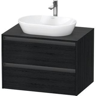 Duravit Ketho 2 wastafelonderbouwkast incl. consoleplaat met 2 laden 80x55x56.8cm met handgrepen antraciet eiken zwart mat