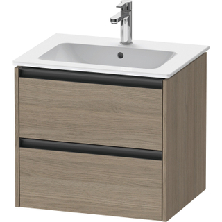 Duravit Ketho 2 wastafelonderbouwkast met 2 laden 61x48x55cm met grepen antraciet eiken terra mat