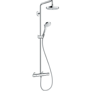 Hansgrohe Croma Select S 180 2jet showerpipe EcoSmart: met Ecostat Comfort douchekraan thermostatisch met Croma Select S Multi handdouche en 2jet hoofddouche wit/chroom