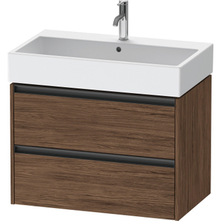 Duravit Ketho 2 wastafelonderbouwkast met 2 laden 78.4x46x54.9cm met grepen antraciet donker noten mat