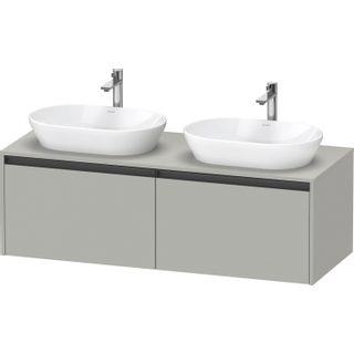 Duravit Ketho 2 wastafelonderbouwkast incl. consoleplaat met 2 laden voor dubbele waskommen 140x55x45.9cm met handgrepen antraciet betongrijs mat