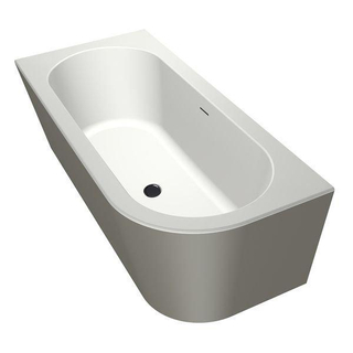 Xenz Charley XS Hoekbad - hoekopstelling links - 165x75cm - overloop - waste inox - bicolor edelwiss/cement