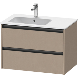 Duravit Ketho 2 wastafelonderbouwkast met 2 laden voor waskom links 81x48x54.9cm met grepen antraciet Linnen mat