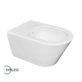 Wiesbaden spoelrandloos wandcloset 53cm met bidet-functie zonder stopkranen glans wit