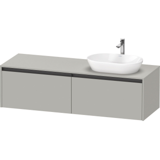 Duravit Ketho 2 wastafelonderbouwkast incl. consoleplaat met 2 laden voor waskom rechts 160x55x45.9cm met handgrepen antraciet betongrijs mat