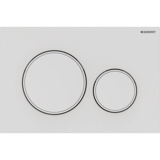 Geberit Sigma20 bedieningplaat, 2-toets spoeling frontbediening voor toilet 24.6x16.4cm mat wit