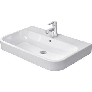 Duravit HappyD 2 meubelwastafel geslepen met overloop met 1 kraangat 80x50.5cm met wondergliss wit