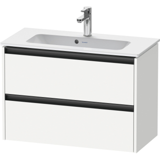 Duravit Ketho 2 wastafelonderbouwkast met 2 laden 81x39x54.9cm met grepen antraciet wit mat