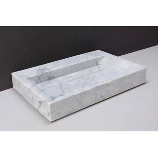 Forzalaqua Bellezza wastafel 60x40x9cm Rechthoek 0 kraangaten Natuursteen Carrara gepolijst