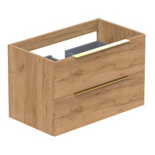 Thebalux Type onderbouwkast 80x45x50cm opbouwgreep messing 2 softclose lades standaard greep MDF/spaanderplaat sequoia