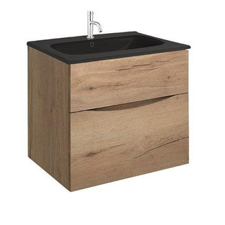 Crosswater Glide II Badmeubelset - 60x45x52cm - 2 lades - greeploos -Windsor Oak - wastafel - kraangat - midnight black