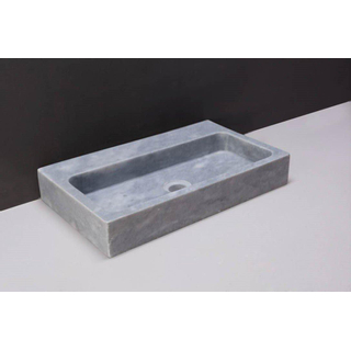 Forzalaqua Taranto wastafel 50x30x8cm Rechthoek 1 kraangat Natuursteen Cloudy marmer gezoet