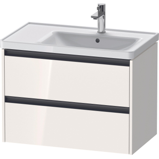 Duravit Ketho 2 wastafelonderbouwkast met 2 laden voor waskom rechts 78.4x45.5x54.9cm met grepen antraciet hoogglans wit