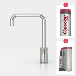 Quooker NL Nordic square kokendwaterkraan opbouw uitloop draaibaar met Combi+ reservoir & Cube reservoir RVS