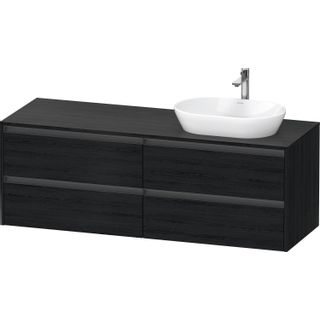 Duravit Ketho 2 wastafelonderbouwkast incl. consoleplaat met 4 laden voor waskom rechts 160x55x56.8cm met handgrepen antraciet eiken zwart mat