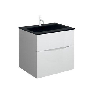 Crosswater Glide II Badmeubelset - 50x45x52cm - 2 lades - greeploos - wastafel zwart - kraangat -glans wit