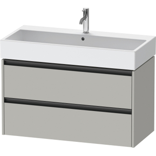 Duravit Ketho 2 wastafelonderbouwkast met 2 laden 98.4x46x54.9cm met grepen antraciet betongrijs mat