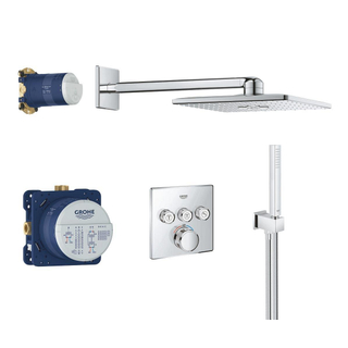 GROHE Grohtherm smartcontrol Regendoucheset Inbouw - hoofddouche vierkant 31cm - handdouche staaf - wandarm - chroom