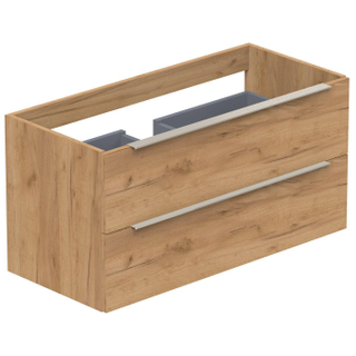 Thebalux Type onderbouwkast 100x45x50cm opbouwgreep RVS 2 softclose lades standaard greep MDF/spaanderplaat sequoia