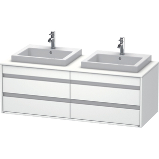 Duravit Ketho Wastafelonderkast 140x55.1x49.6cm Standaard greep wasbak links en rechts met softclose spaanplaat wit Mat