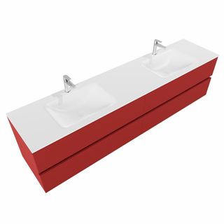 MONDIAZ VICA Badkamermeubelset - 200cm - 4 lades - wasbak Cloud dubbel - 2 kraangaten - solid surface fire