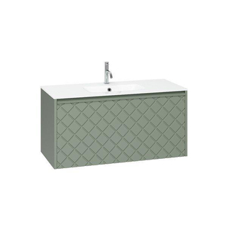 Crosswater Vergo Badkamermeubelset - 99.8x47.6x45.5cm - 1 wasbak glas wit - 1 kraangat - 1 lade - sage green