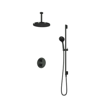 Hotbath Cobber IBS20A Regendoucheset inbouw - 15cm plafondarm - 30cm ronde hoofddouche - 3 standen handdouche - glijstang - mat zwart