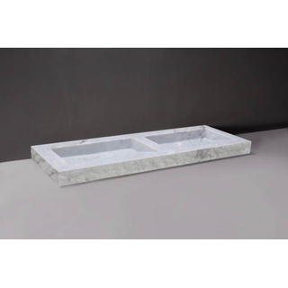 Forzalaqua Palermo Doppio wastafel 140.5x51.5x9cm Rechthoek 0 kraangaten 2 wasbakken Natuursteen Carrara gepolijst