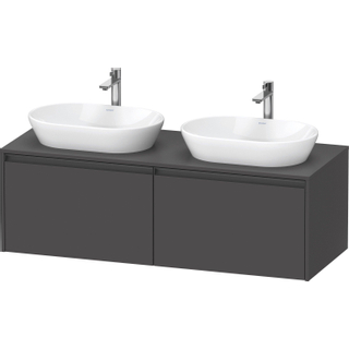 Duravit Ketho 2 wastafelonderbouwkast incl. consoleplaat met 2 laden voor dubbele waskommen 140x55x45.9cm met handgrepen antraciet grafiet mat