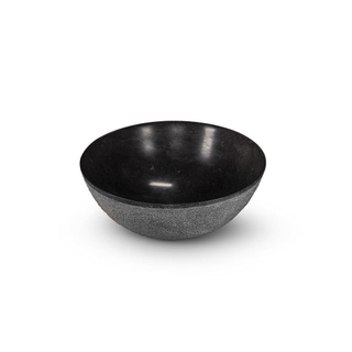 Looox Stone waskom low rond 42cm zwart