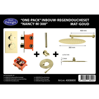 Best Design One Pack inbouw regendoucheset Nancy M 300 mat goud