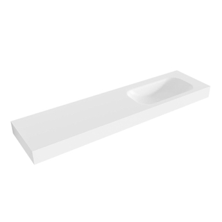 Mondiaz BIG SMALL Vrijhangende wastafel - 180cm - wasbak rechts - rand 12cm - Solid surface Talc