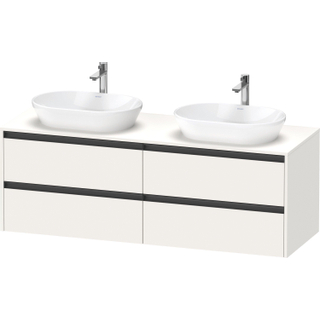 Duravit Ketho 2 wastafelonderbouwkast incl. consoleplaat met 4 laden voor dubbele waskommen 160x55x56.8cm met handgrepen antraciet wit supermat