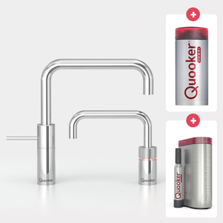 Quooker NL Nordic square kokendwaterkraan opbouw uittrekbare met Combi+ reservoir Chroom