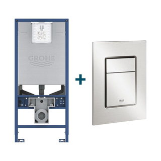 GROHE Rapid SLX inbouwreservoir met frame netspanning- en douchewc aansluiting inclusief GROHE Skate cosmopolitan bedieningsplaat Supersteel