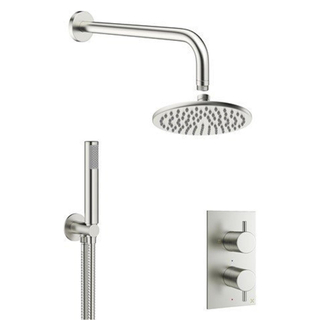 Crosswater MPRO Regendoucheset Inbouw - hoofddouche 20cm - 2 functies - 2 knoppen - wandarm 33cm - staafhanddouche 1 stand - chroom